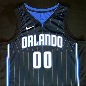 Nike Aaron Gordon Orlando Magic #00 Black Pinstripe Swingman Jersey 56 Men’s 2XL